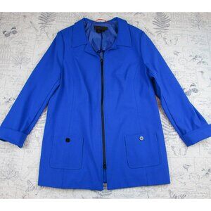 EUC NINA MCLEMORE Jacket Women Stretch cobalt blue Cotton Car Coat Blazer 18
